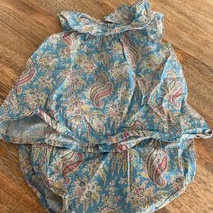 Bonpoint Matching set Blue Paisley size 12m (Shortsleeve blouse + bloomer)